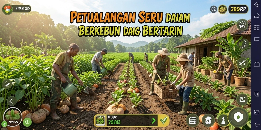 Tampilan gameplay 789RP yang menawan dengan berbagai tanaman dan hewan.