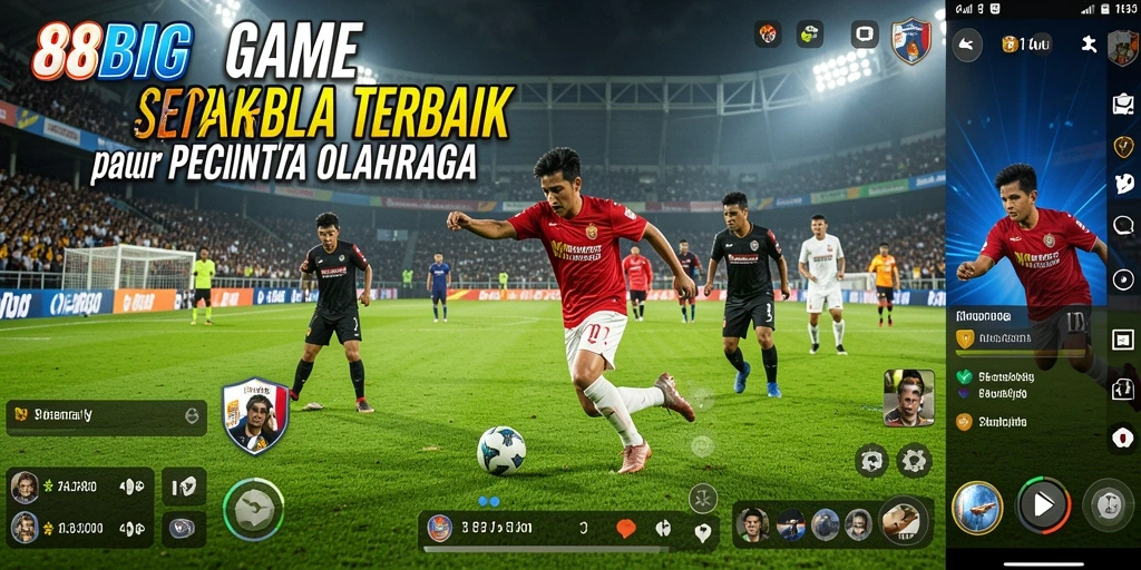 Gameplay menegangkan dengan aksi sepak bola yang mendebarkan.