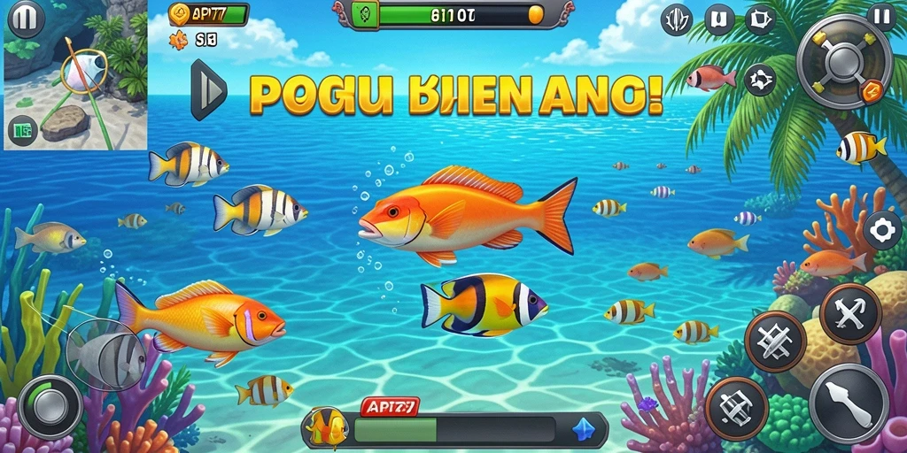 Tangkapan ikan berwarna-warni dalam gameplay API77.