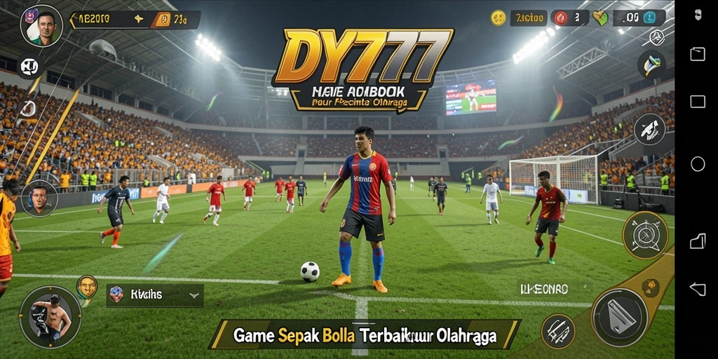 Tampilan gameplay yang mendebarkan di DY777, menampilkan aksi sepak bola nyata.