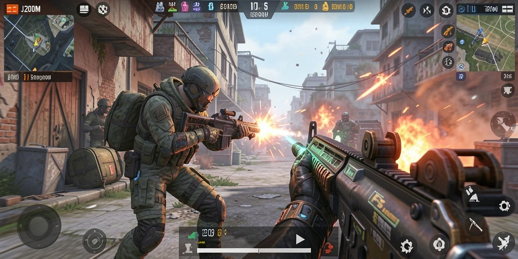 Tampilan menegangkan dari gameplay J200M yang penuh aksi FPS.