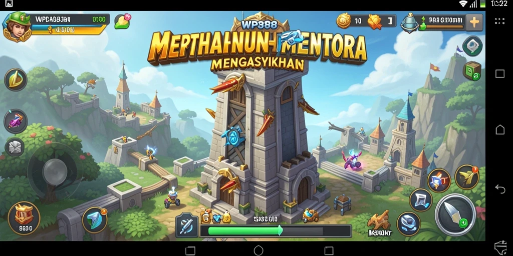 Tangkapan layar WP888 menampilkan strategi menara pertahanan yang mendebarkan.